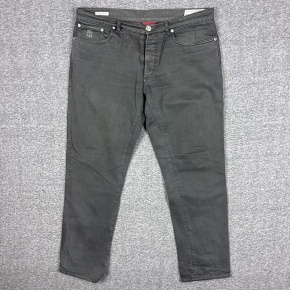 Brunello Cucinelli Jeans Men 36x30 Gray Button Fly Made In Italy Denim - Picture 2 of 15
